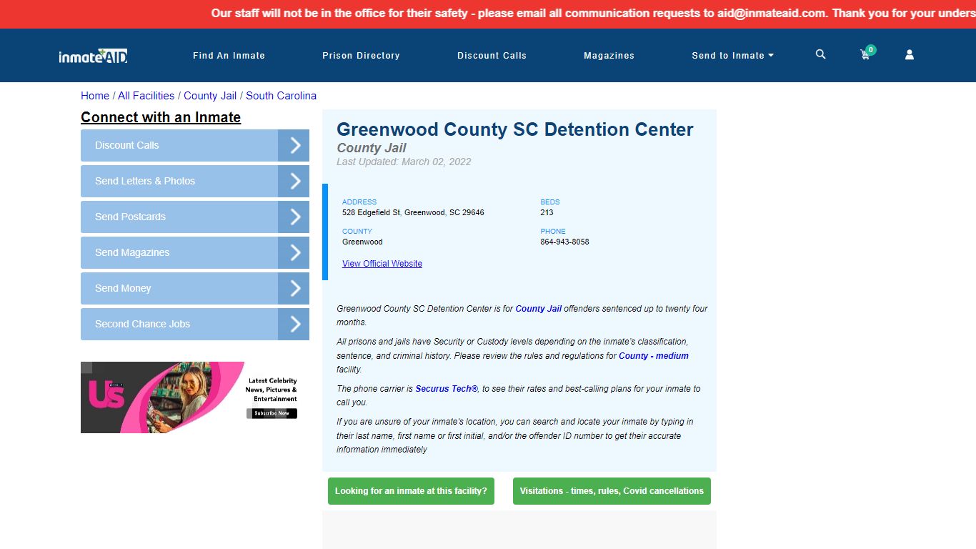 Greenwood County SC Detention Center - Inmate Locator ...